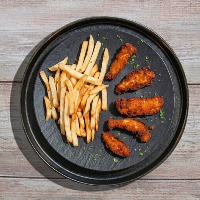 Hand-Breaded Chicken Strips / Chicken Fingers.